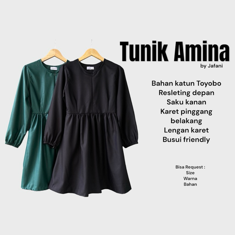 tunik amina by jafani bahan adem katun toyobo busui karet