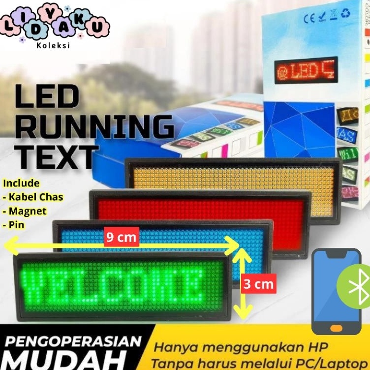 

Nametag LED Mini Custom Bluetooth Papan Lampu LED Name tag LED Elektronik Running Text Digital Nametag Digital Lampu Miniatur mini LED KODE U5R4