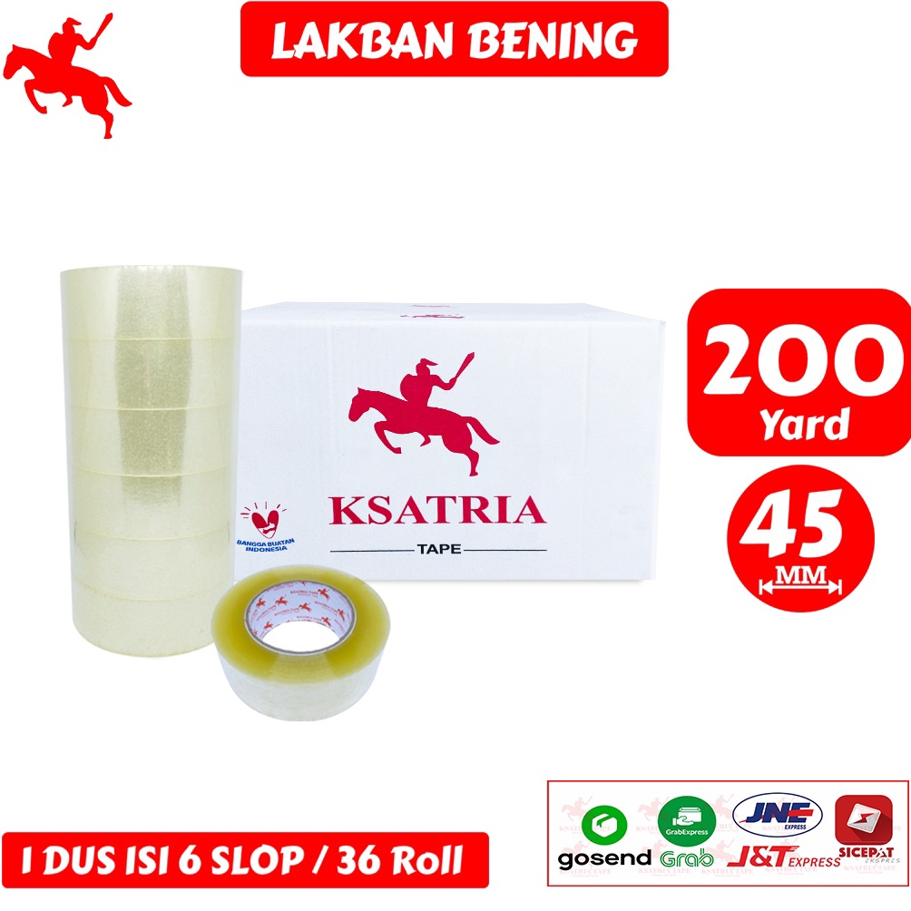 

Lakban OPP Tape Lakban Bening KSATRIA Tape 2 Yard 1 Dus KODE B4A3