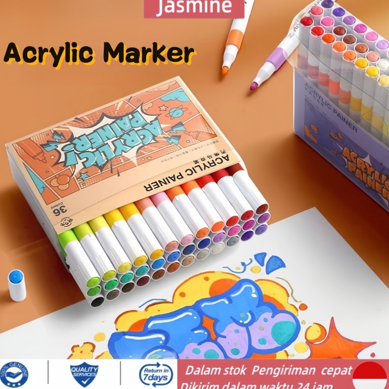 

CODSpidol Acrylic Marker Painer Grasp Acrylic Markers Pen Akrilik Marker Painter Set Pulpen Warna Tahan Air Dan Tahan Lama KODE J3H3