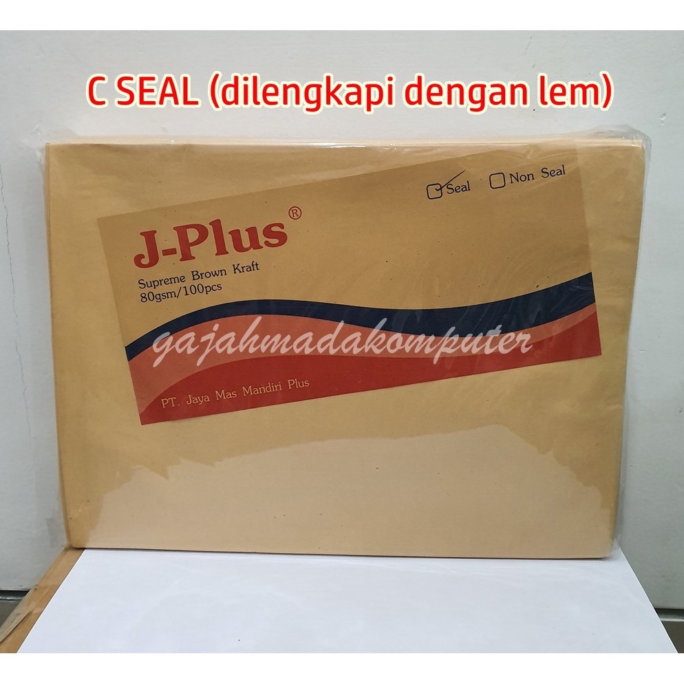 

KODE M2B8 Amplop Kertas Coklat Samson C SEAL ada perekat Lem merk J Plus JPlus uk A4 isi 1pcs