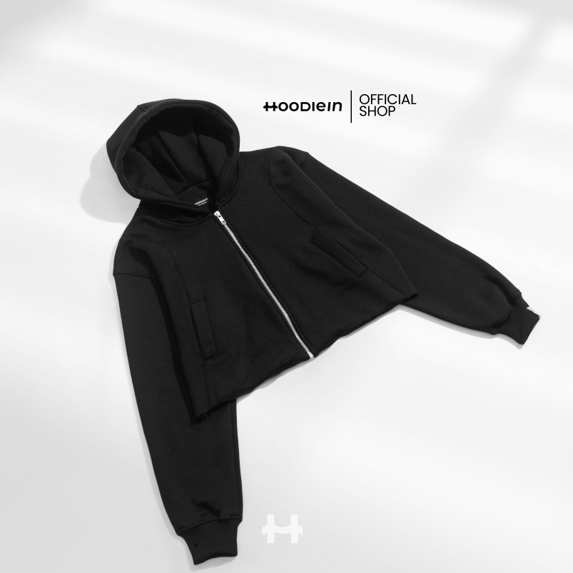 Hoodie.In April Crop Hoodie Zipper Girl Only – Deep Black