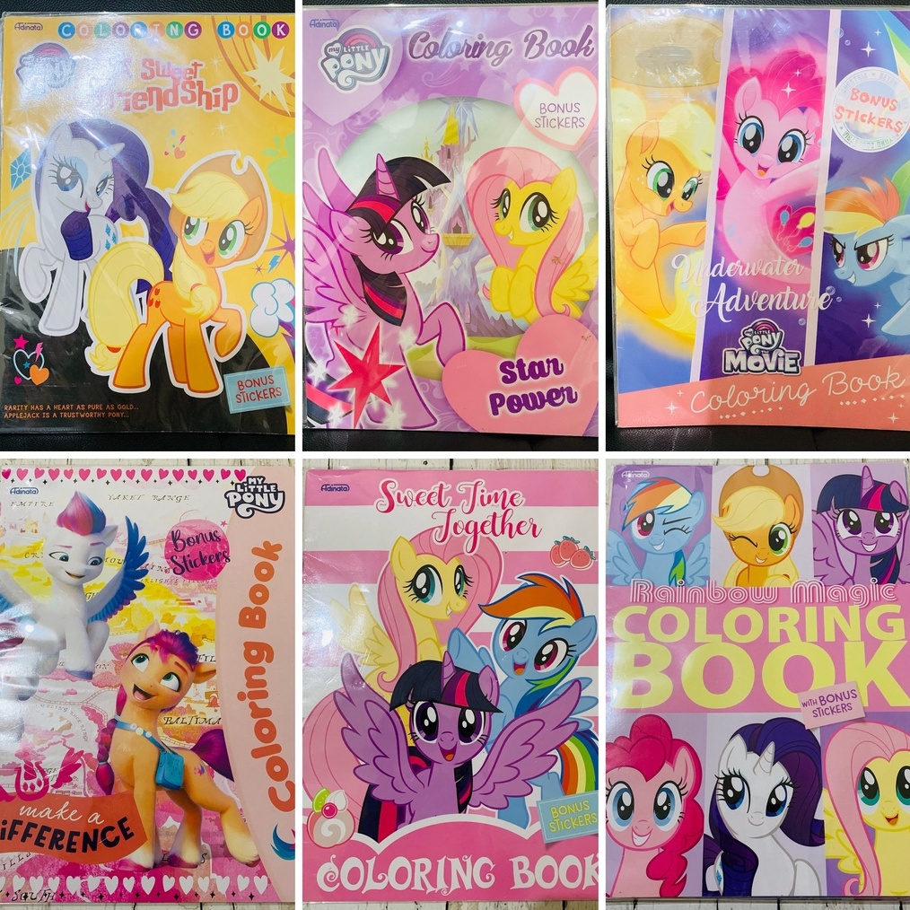 KODE K5V3 My Little Pony Colouring and Sticker Book Buku Mewarnai Anak Adinata