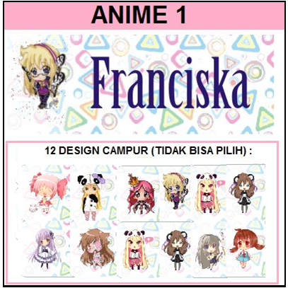 

STIKER STICKER LABEL NAMA WATERPROOF BASIC: ANIME 1
