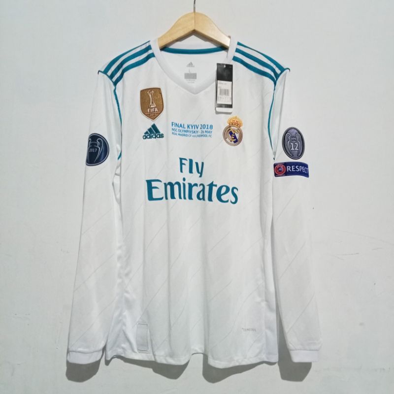 Jersey Real Madrid Home 2017/2018 Long Sleeve Nameset Ronaldo Grade A3 Jersey Real Madrid Lengan Pan