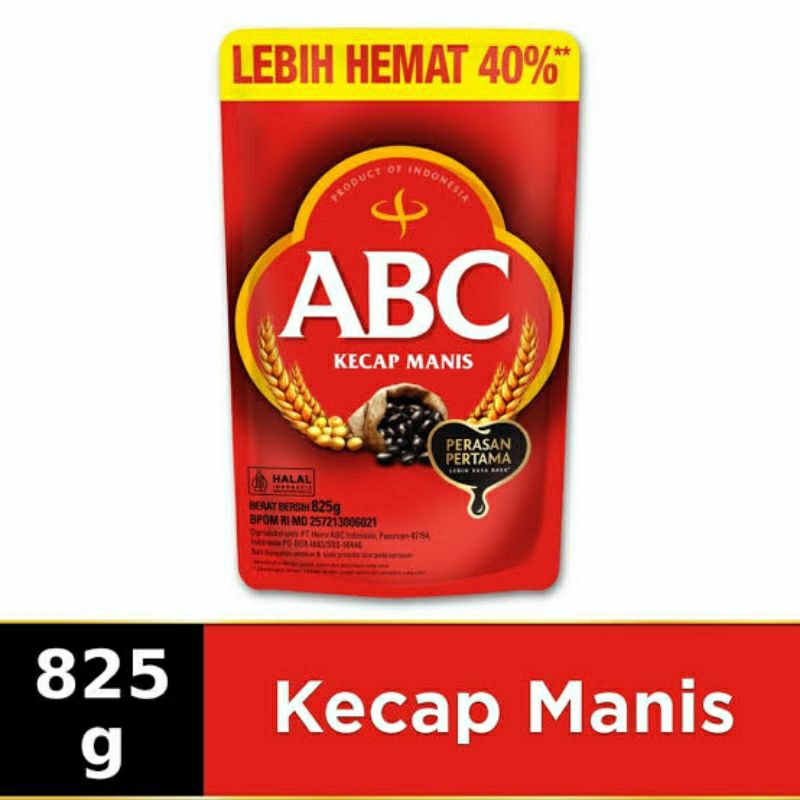 

Kecap Manis ABC 825 Gram. Kemasan Pouch. Heinz ABC. Exp Juli 2026.