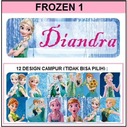 

STIKER STICKER LABEL NAMA WATERPROOF BASIC: FROZEN 1