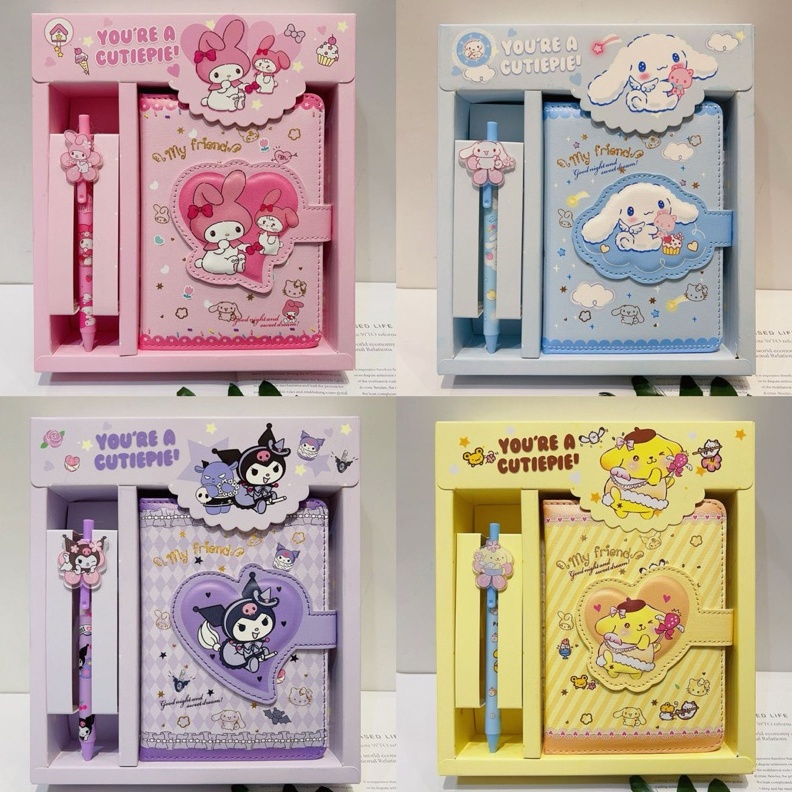 

Notebook 2in 1 Buku Tulis Anak Sanrio Magnet Buku Memo dan Pen Kuromi Cinnamoroll Melody Hello Kitty KODE X8K5