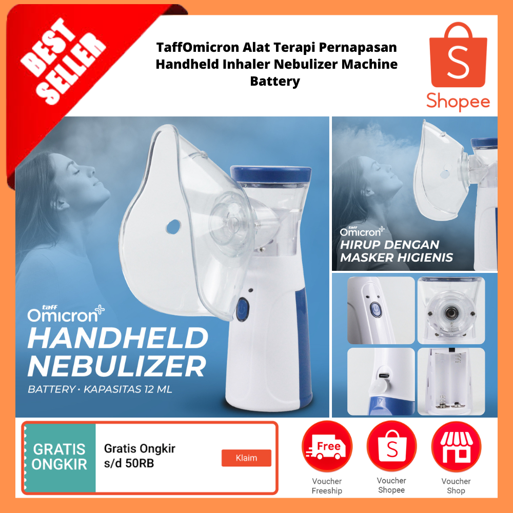 Alat Terapi Pernapasan Handheld Inhaler Nebulizer Machine Battery / Alat Penyemprot Asma Genggam