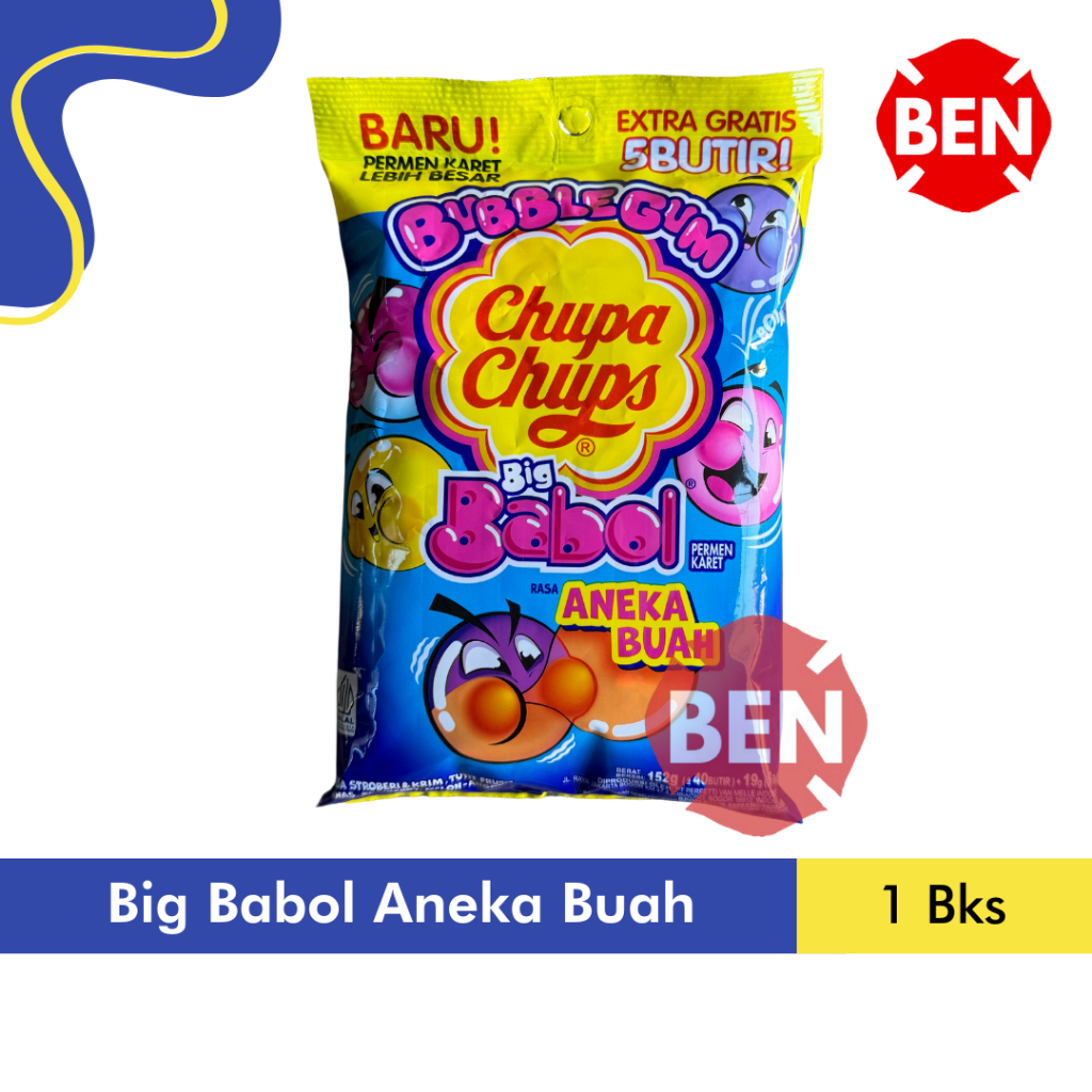 

Permen Big Babol Tutti Frutti 1 Bungkus 40 Butir 140g 140gr Aneka Buah Karet Manis