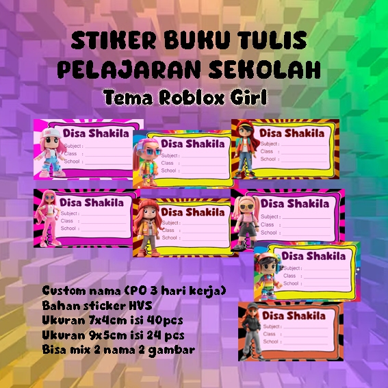 

Stiker Label Buku Tulis Pelajaran Custom Nama/Tema Roblox Girl
