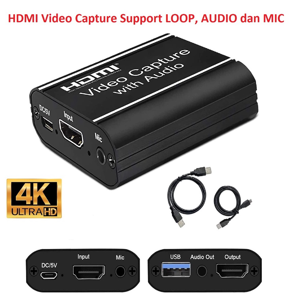 Video Capture HDMI to USB with Loop Audio 4K HDMI Video Capture Card x J4C5