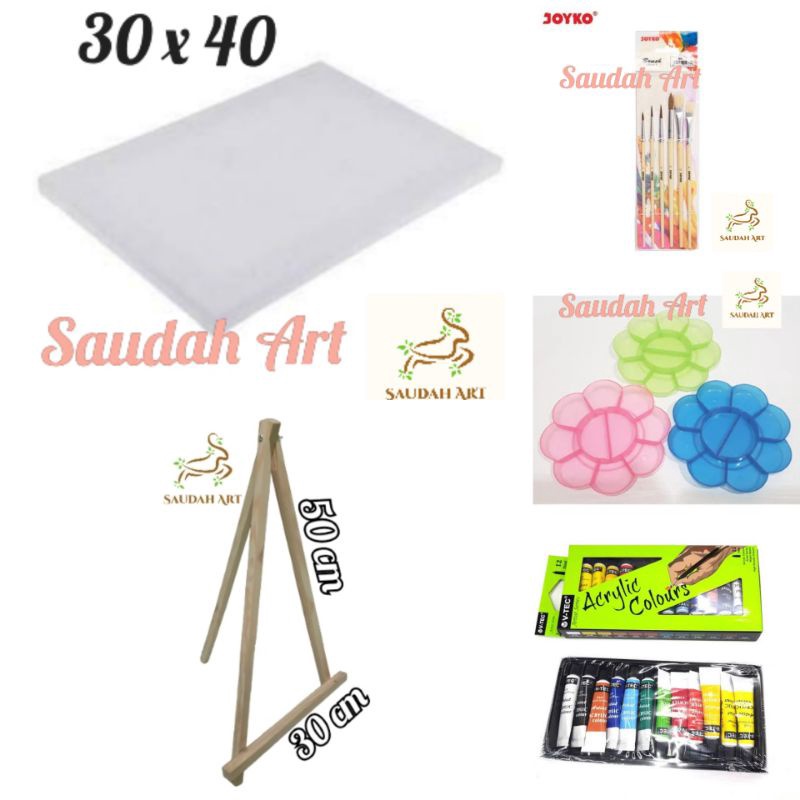 

PRODUCT TERKECE Paket Lukis Lengkap kanvas 3x4kuaspaletcat akrilikeasel 3x5
