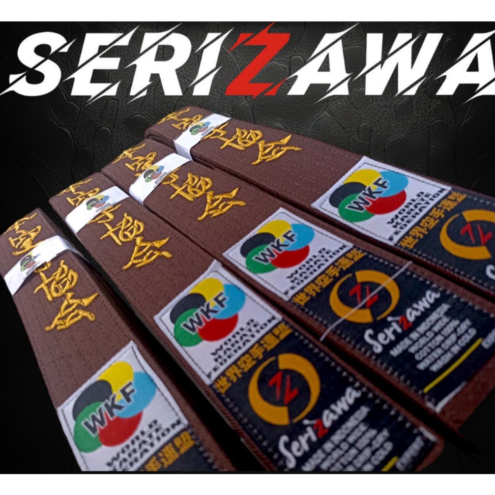 KODE P16N Sabuk Karate Dewasa Coklat WKF Bordir Tebal