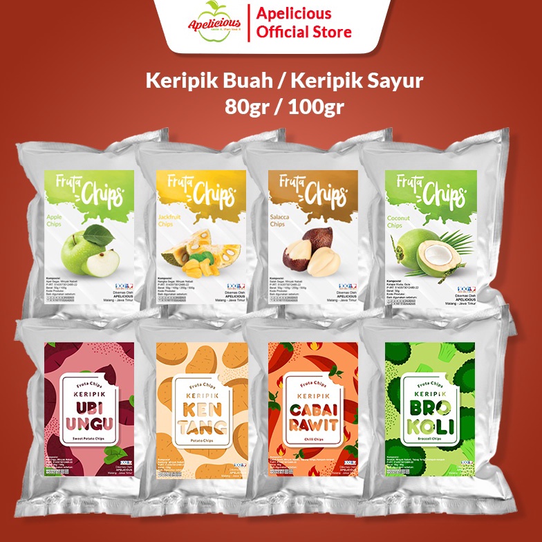 

CUCI GUDANG APELICIOUS Keripik Buah Keripik Sayur Kripik Buah Apel Nangka Salak Pisang Fruta 1 gram