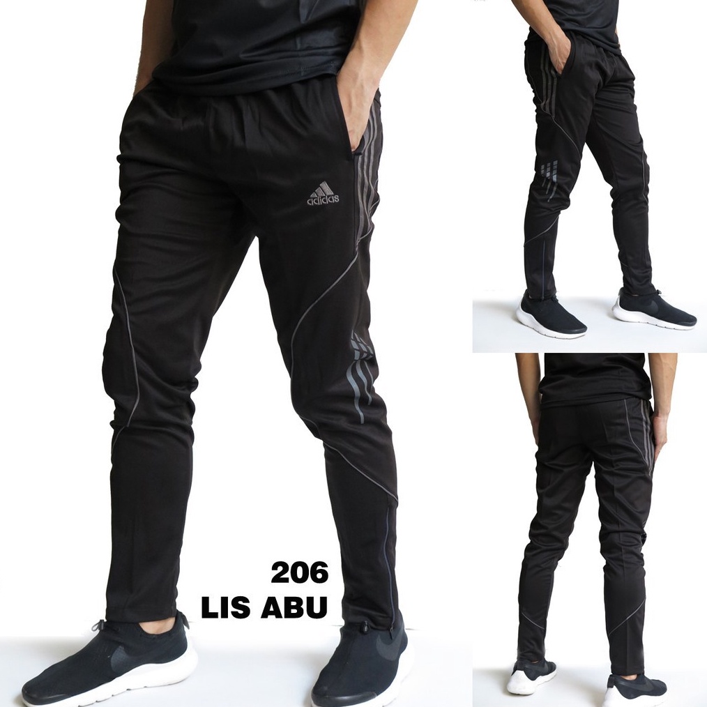 KODE V59O Celana Panjang Olahraga Pria 26 Hitam Lis Abu Training Sport Outdoor Trening Impor Cowok