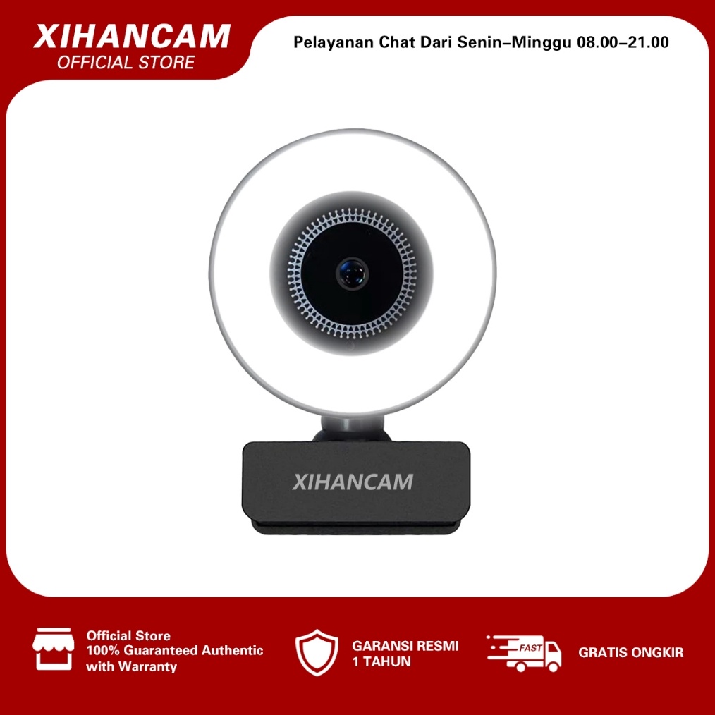XIHANCAM Camera Webcam USB 2K Lampu Ring Light Laptop PC Aksesoris Komputer t DO9