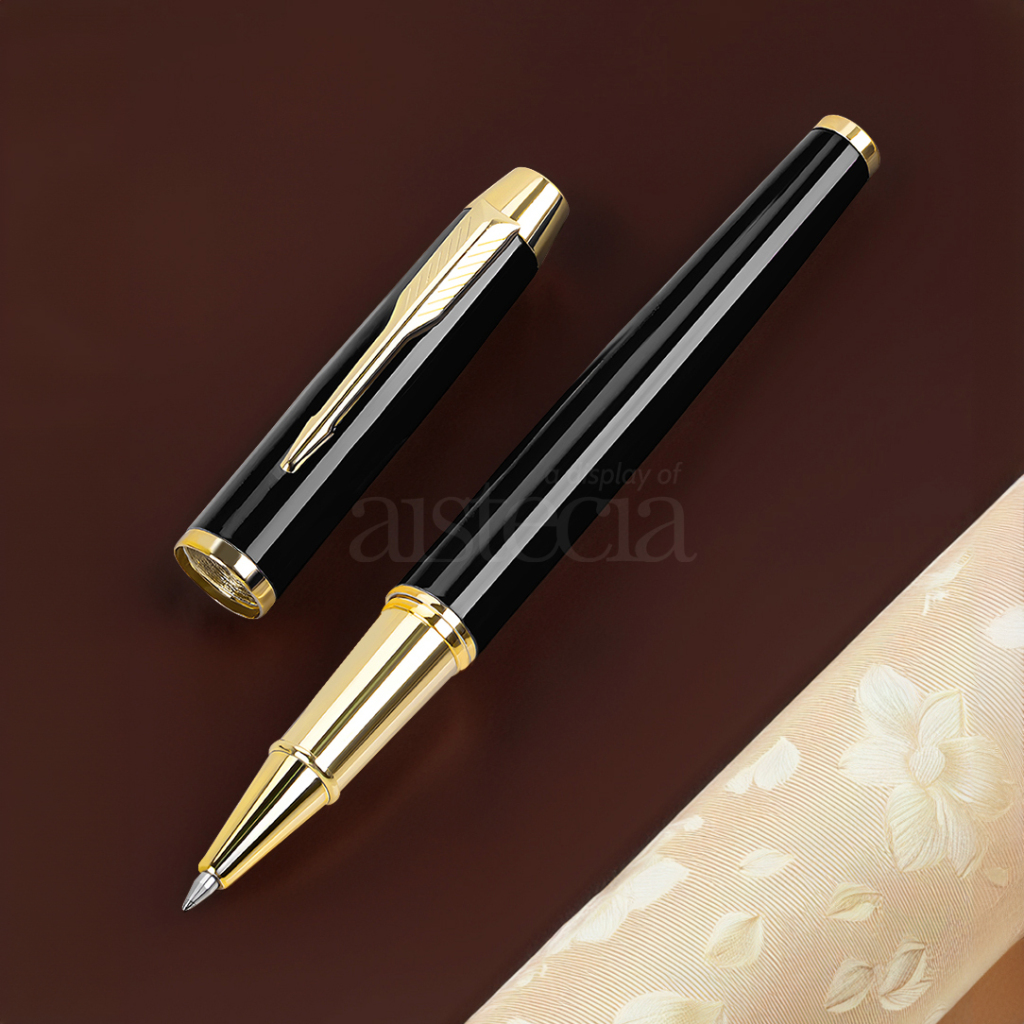 

0.5mm Pulpen Ballpoint Metal Luxury Hitam Gold Emas Glossy Tinta Hitam Mewah Stainless Custom logo