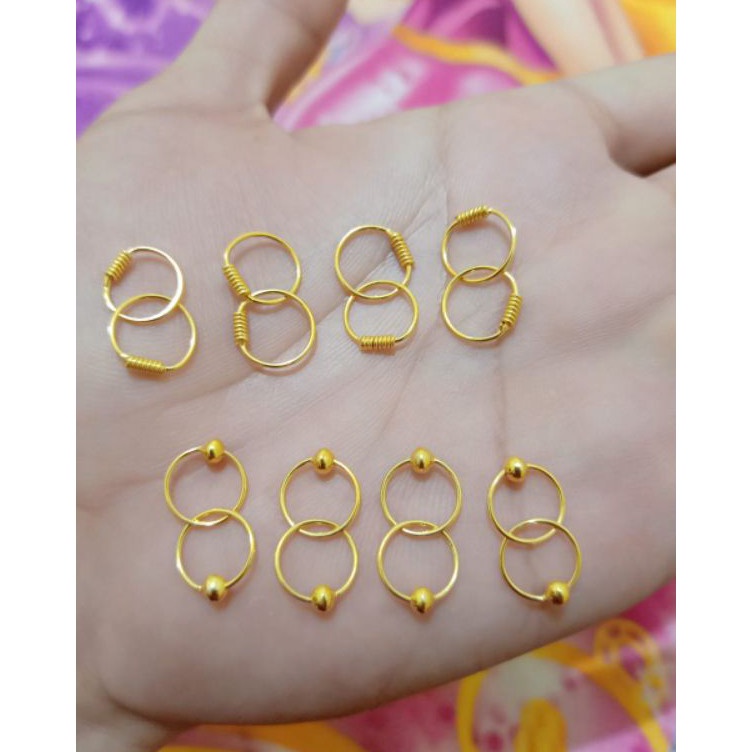 Dijamin Untung  ANTING BAYI BULAT PERAK 925 LAPIS MAS 24K