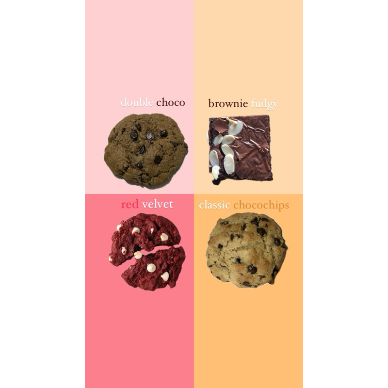 

Soft Cookies Classic Chocochips, Double choco, Cream Cheese Red Velvet