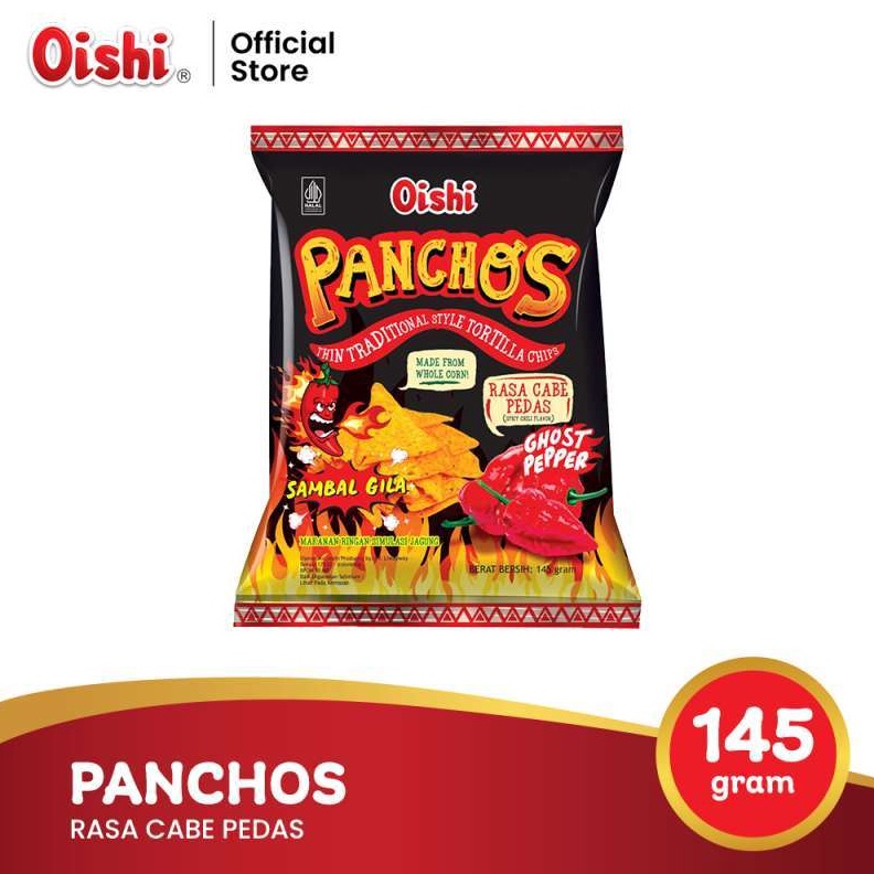 

NEW PROMO Oishi Panchos cabe pedas Nacho 145gr Makanan Ringan Jajan