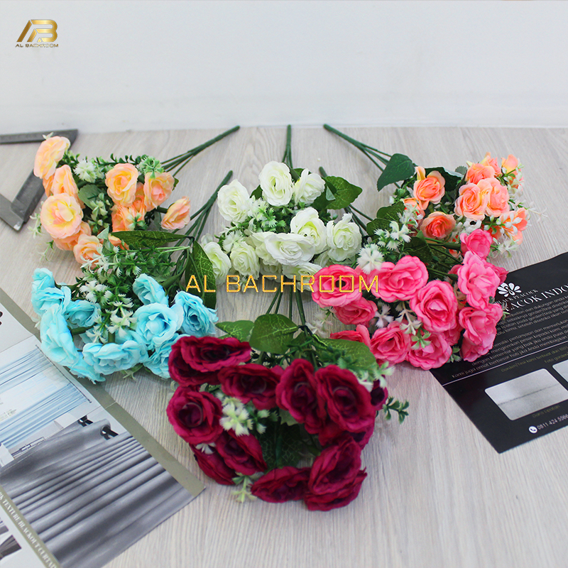 B8032 BUNGA PLASTIK ARTIFICIAL MAWAR HIAS DEKORASI WEDDING HIASAN RUMAH GROSIR BUNGA ARTIFICIAL