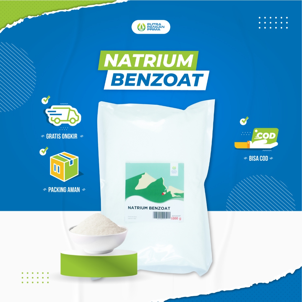 

Bubuk Natrium Benzoat Powder Anti Basi Pengawet Makanan 100gr 250gr 500gr 1kg