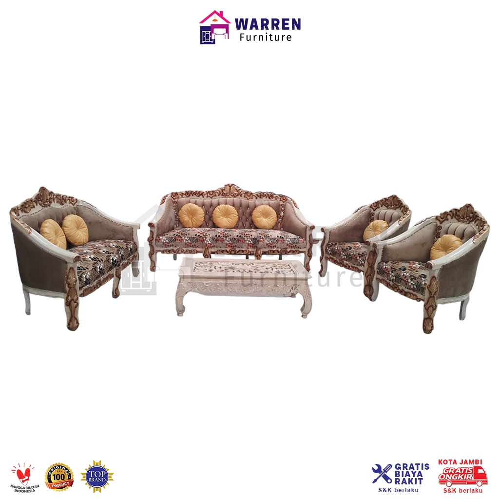 Kursi Tamu Kayu Jati Jepara / Kursi Tamu Kayu Jati Jepara Ukir / Sofa Kayu Jati Jepara - Monako 3211