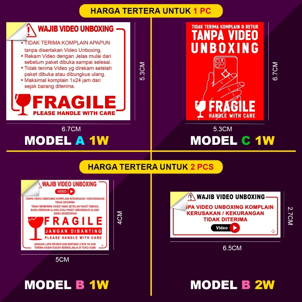 

Sticker Video Unboxing / Sticker Fragile Pecah Belah
