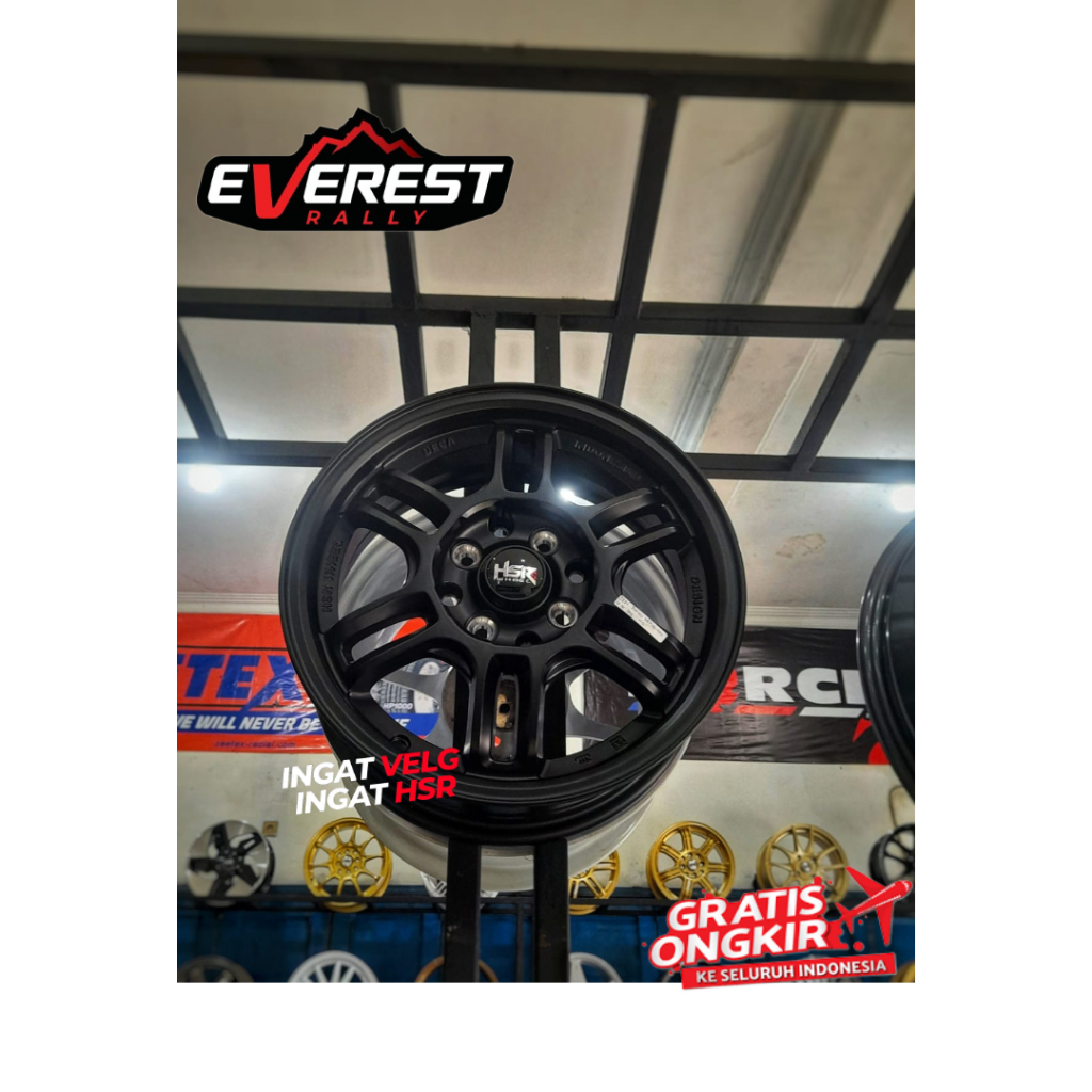 VELG RACING HSR AERI RING 14 LEBAR 55 UNTUK MOBIL XENIA WARNA HITAM TERMURAH