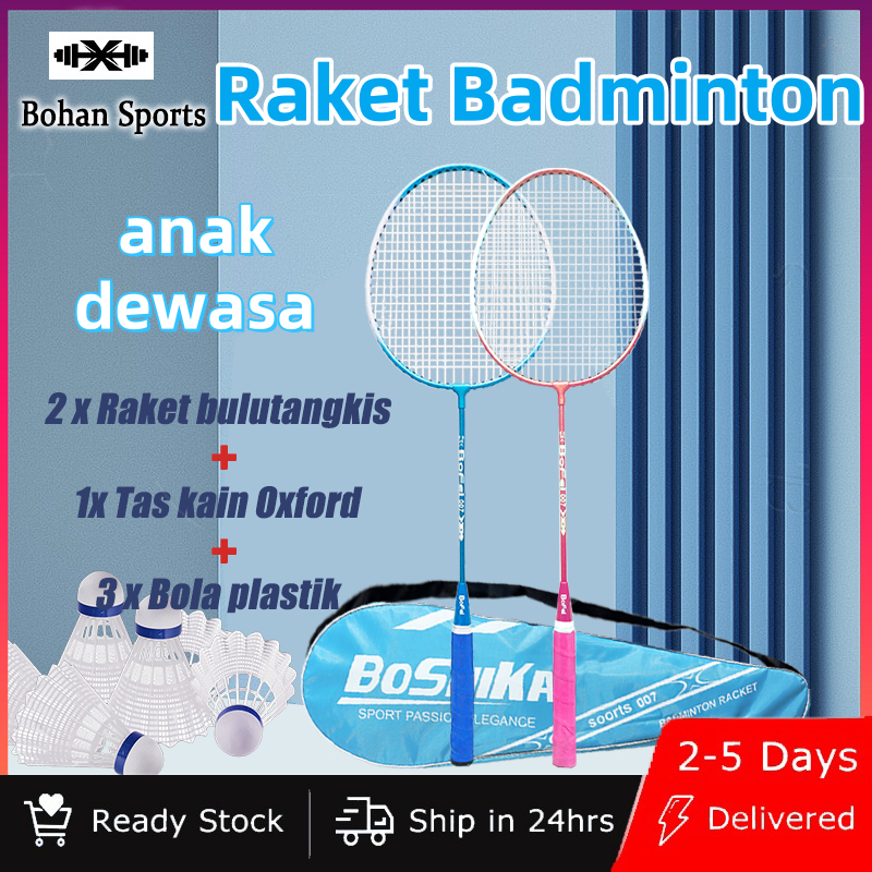 【Free Tas】 Raket Badminton Original Bulutangkis Lengkap Dilengkapi Dengan 1 Tas Dan 3 Bulutangkis Le