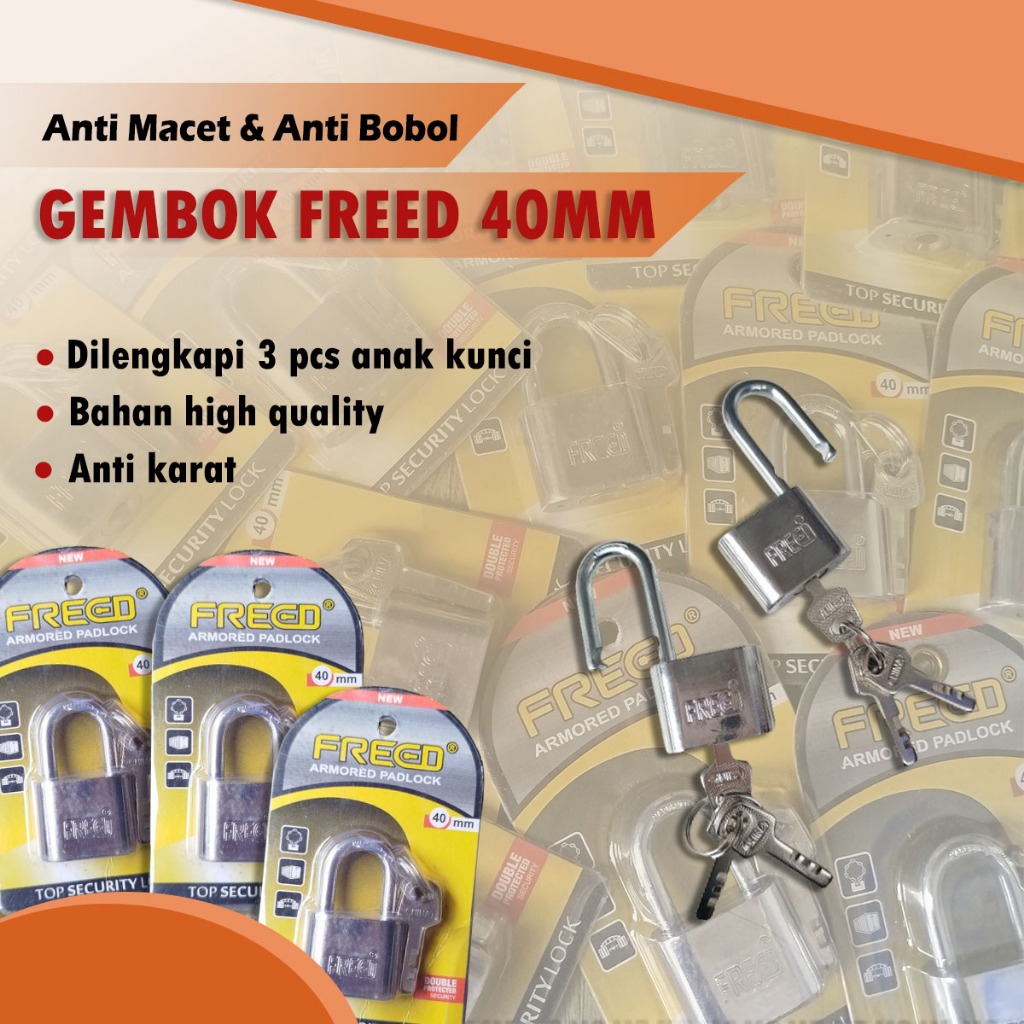 Gembok 40 mm Besi Freed – Gembok Pintu Gudang Pintu Rumah Anti Air Kunci Rumah Anti Karat Gembok Pag