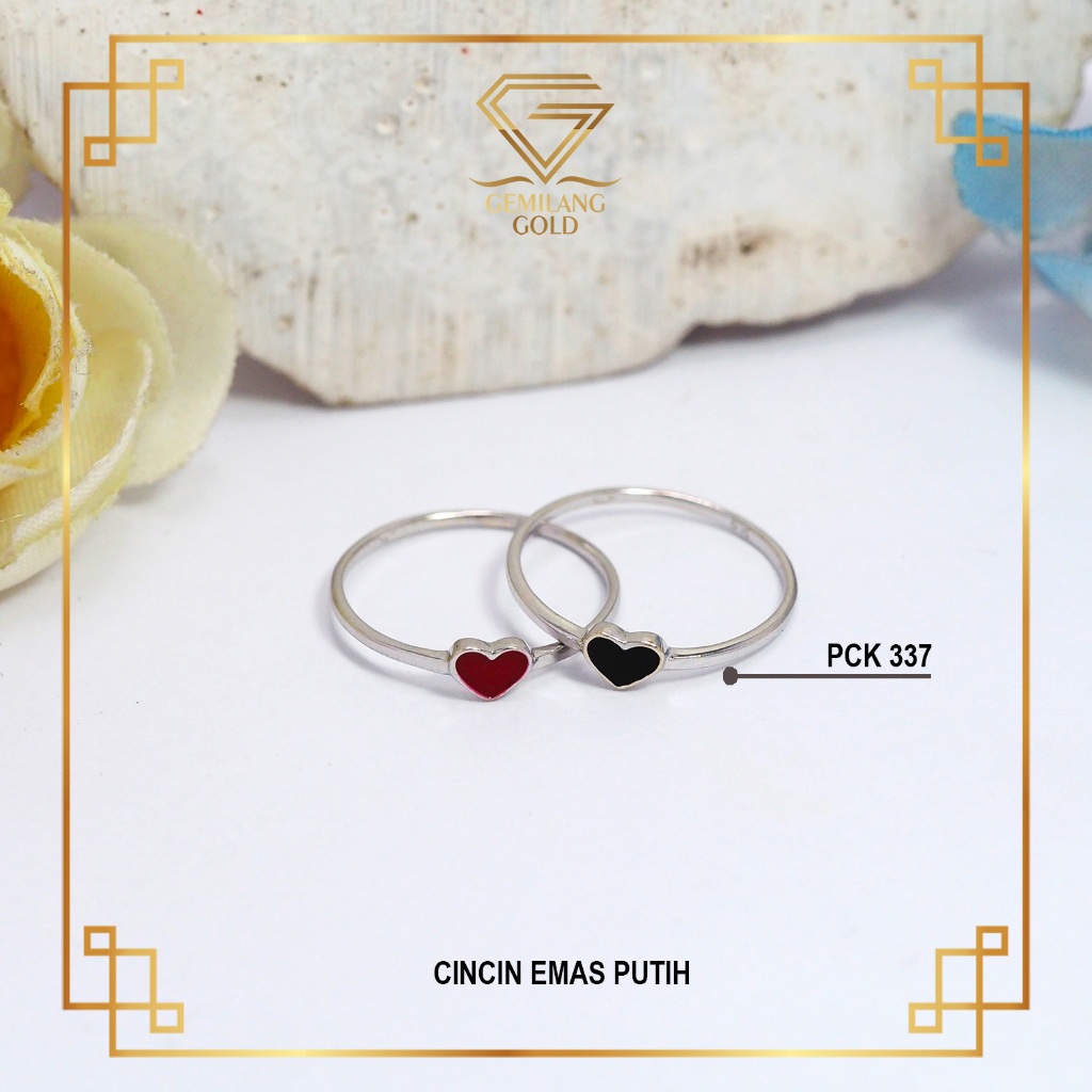 CINCIN EMAS PUTIH KADAR 8K (375) CINCIN EMAS PUTIH MODEL LOVE PCWK-337 | GEMILANG GOLD