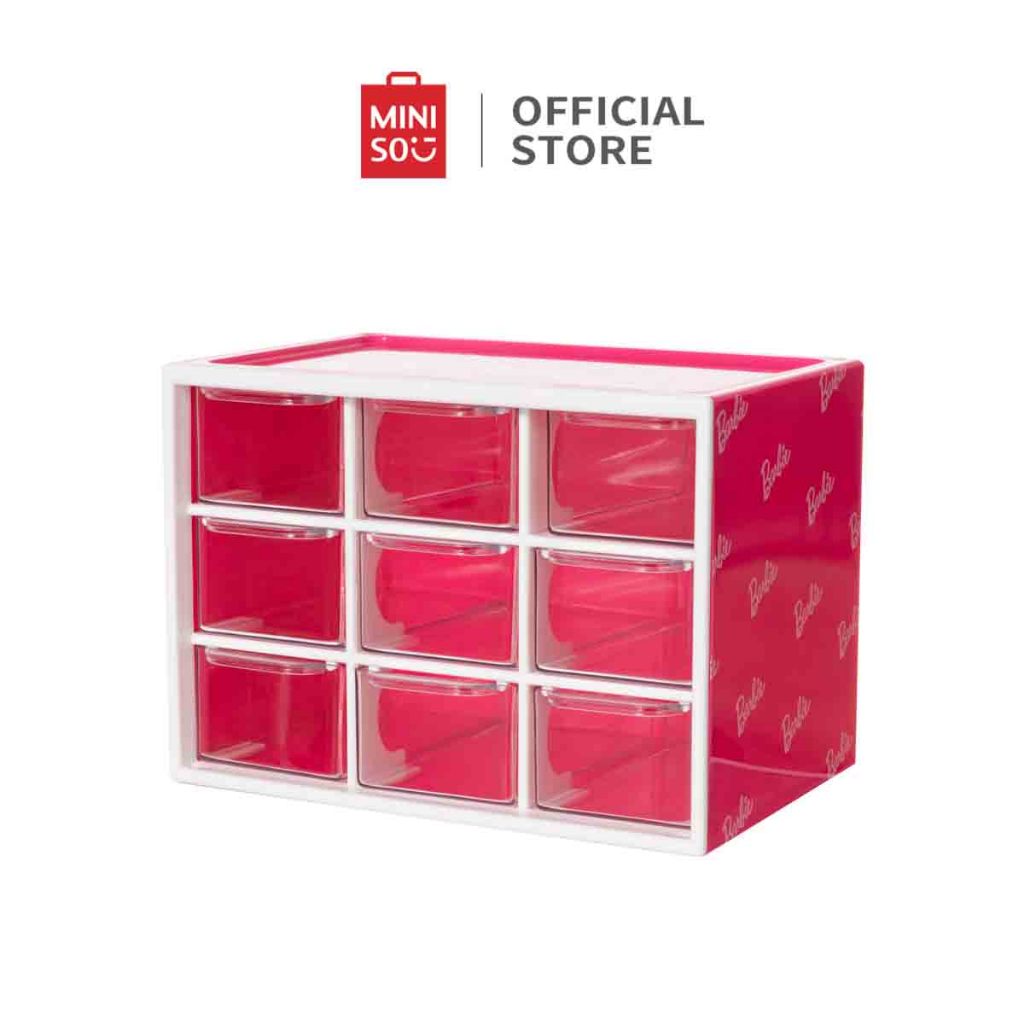 Miniso x Barbie Collection Kotak Penyimpanan 9 Lemari Penyimpanan Laci Barbie Penyimpanan Desktop Mu