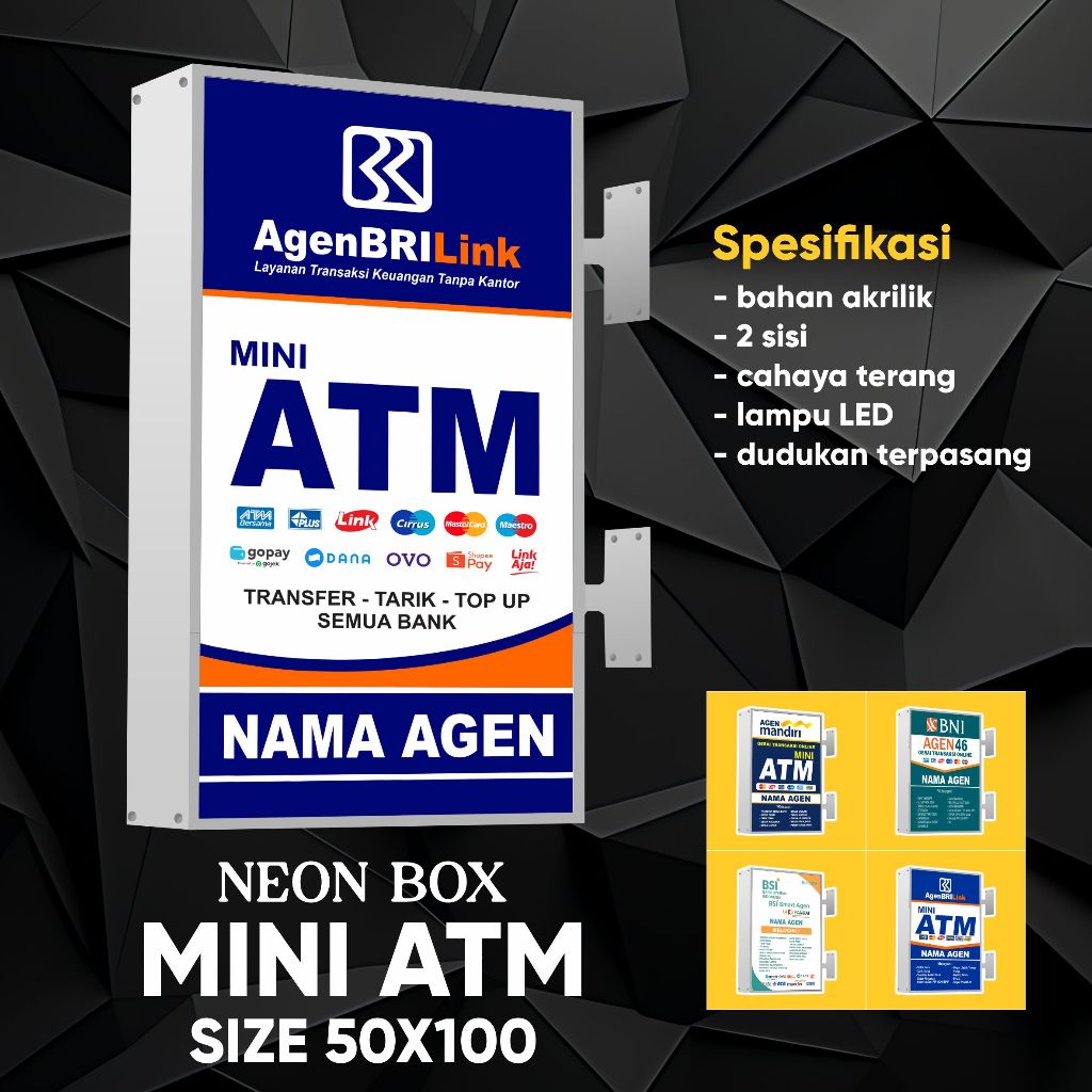 NEON BOX AKRILIK - NEON BOX MINI ATM - NEON BOX BRILINK - NEON BOX 2 SISI