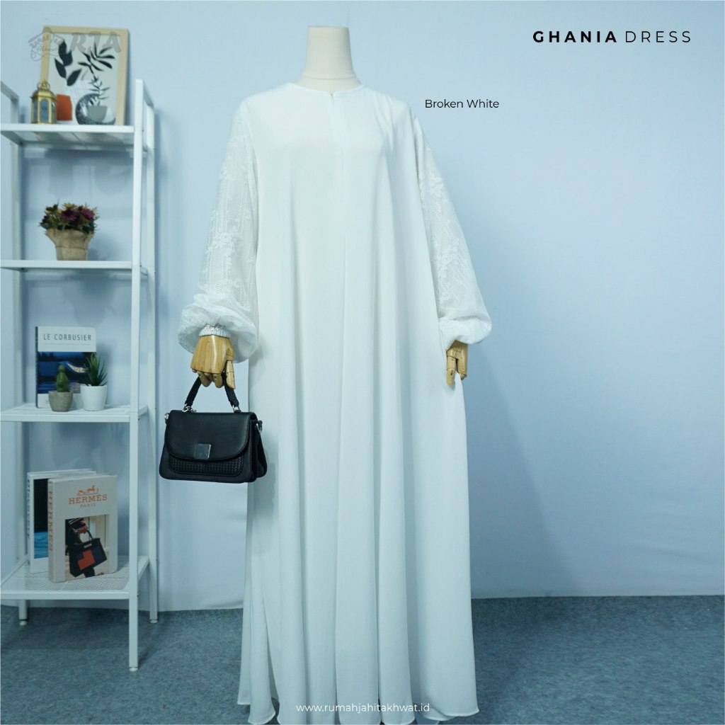 ABAYA LENGAN BALON, ABAYAH LENGAN BROKAT GHANIA DRESS