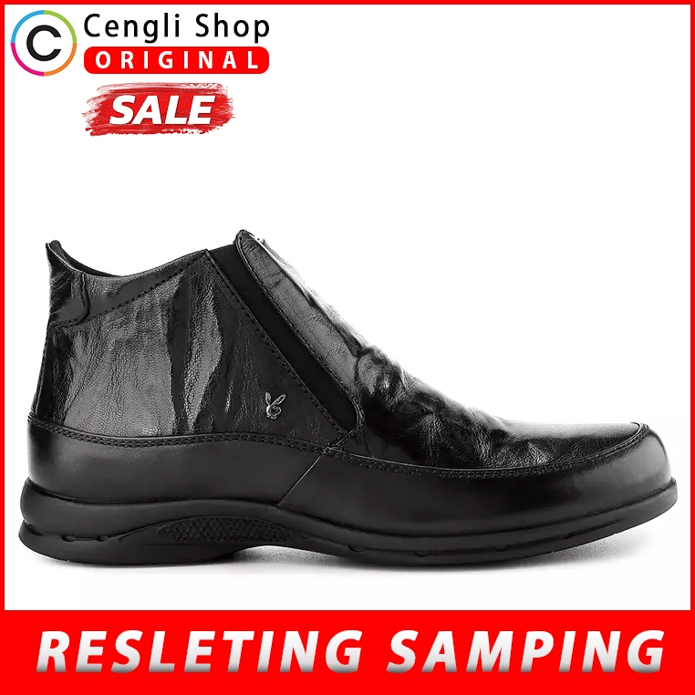 SEPATU BOOT FORMAL PLAYBOY PRIA ORIGINAL KULIT ASLI BRANDED HITAM PL05