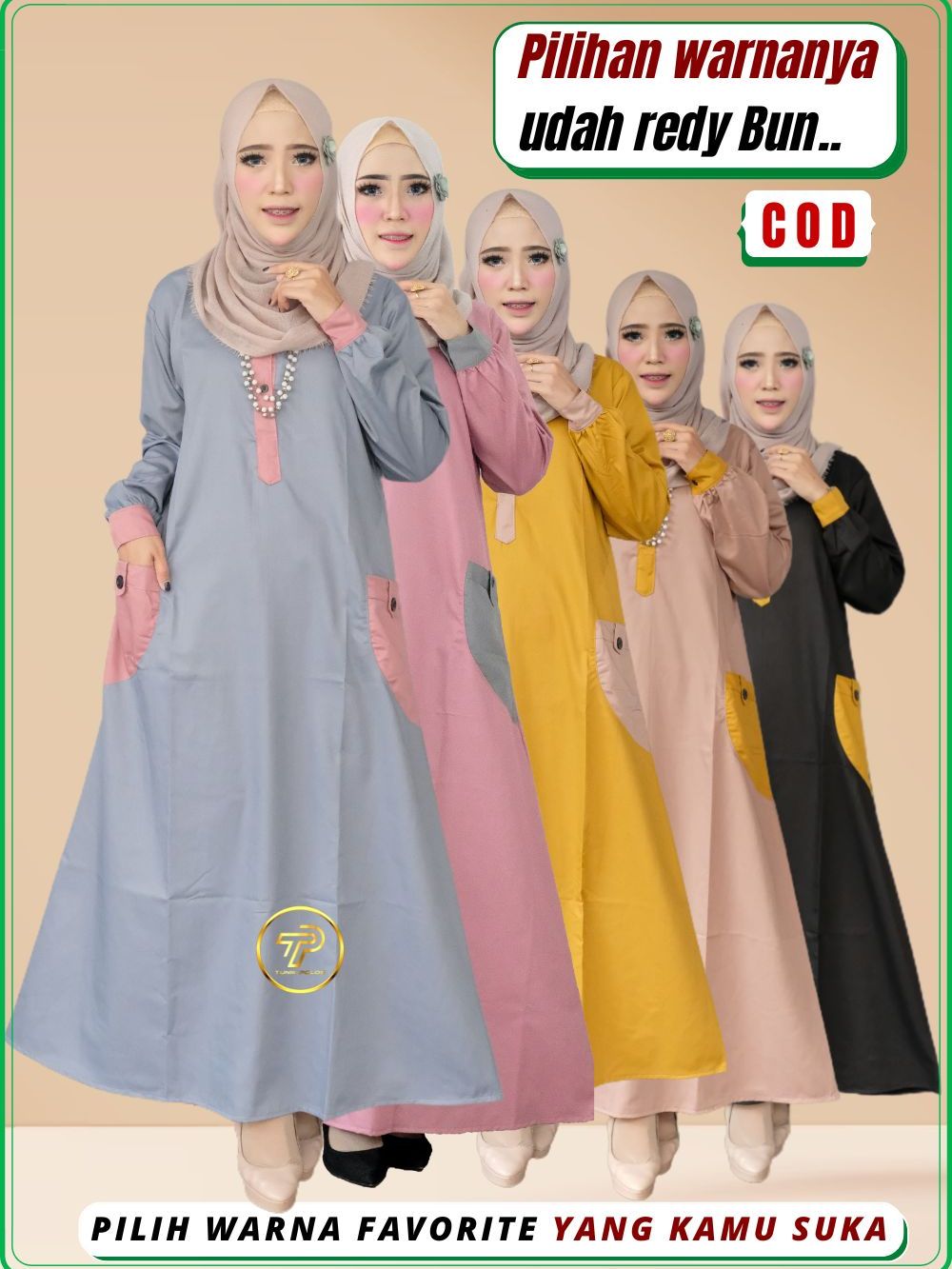 Baju Gamis Wanita Bahan Katun Toyobo Adem Terbaru Kekinian Busui santri putri Kombinasi Warna F13