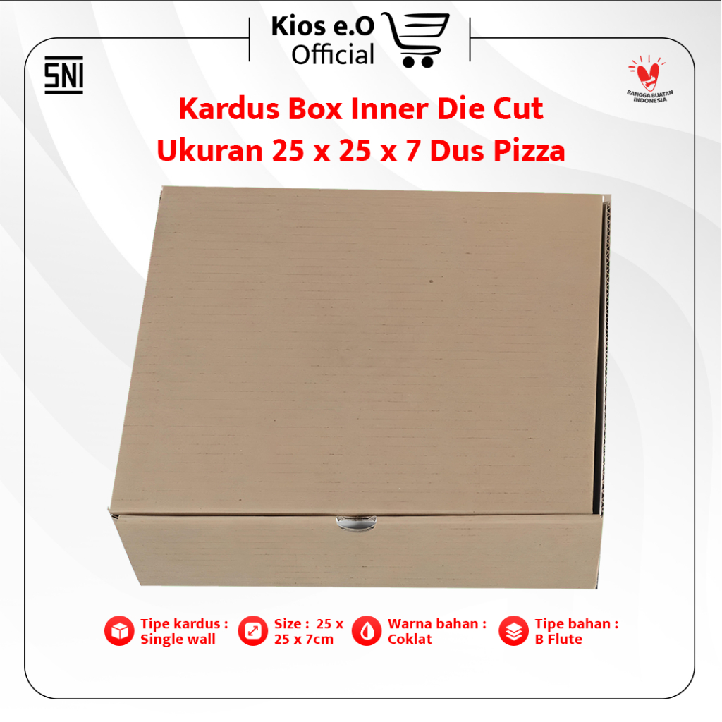 

Kardus box inner (box die cut ukuran 25x25x7 dus pizza bahan baru coklat)