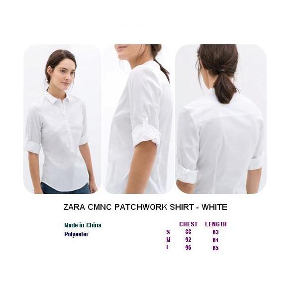 ZARA PATCHWORK SHIRT - WHITE FACTORY OUTLET BRANDED