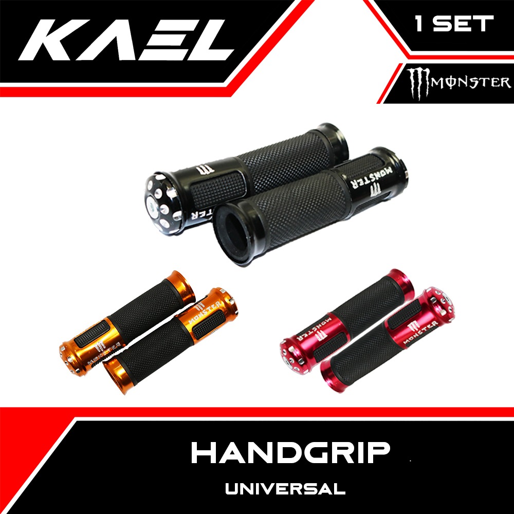 Handgrip CNC Bintik Untuk Semua Jenis Motor Universal Merk Monster Handle Hand Grip Fat pad Assy Han