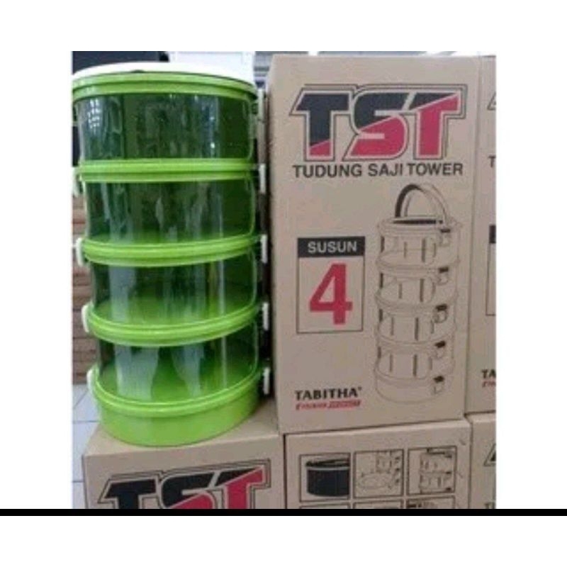Food storage tabhita 4 susun Promo RR Ready warna hijau Tudung saji 4 tingkat kokoh putar