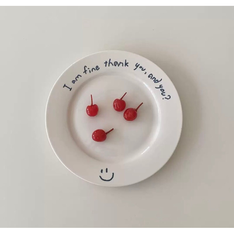 [Gominy] Piring Korea gambar Motif Smile | Piring Korea Nordic Smile style | Korean plate style