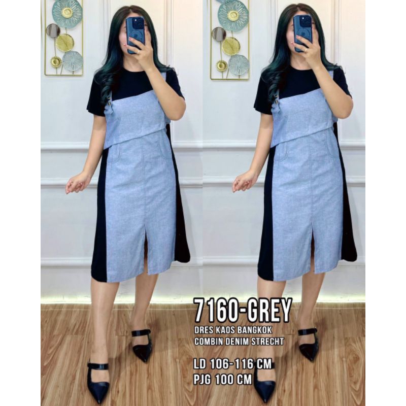 7160 DRES KAOS BANGKOK KOMBI DENIM