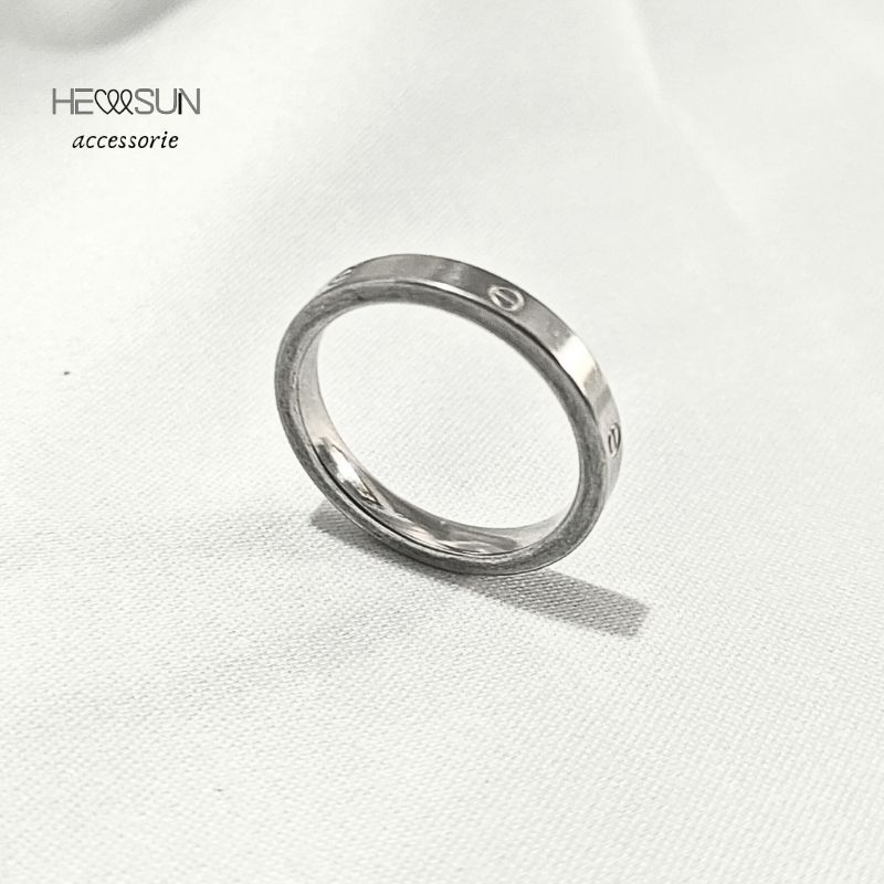 Cincin Titanium Pria Wanita Cincin Silver Klasik Cincin Cartier