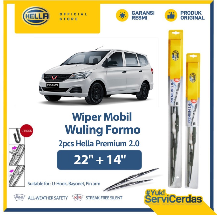 Wiper Mobil Wuling Formo 22” + 14” (2pcs) - HELLA Premium 2.0