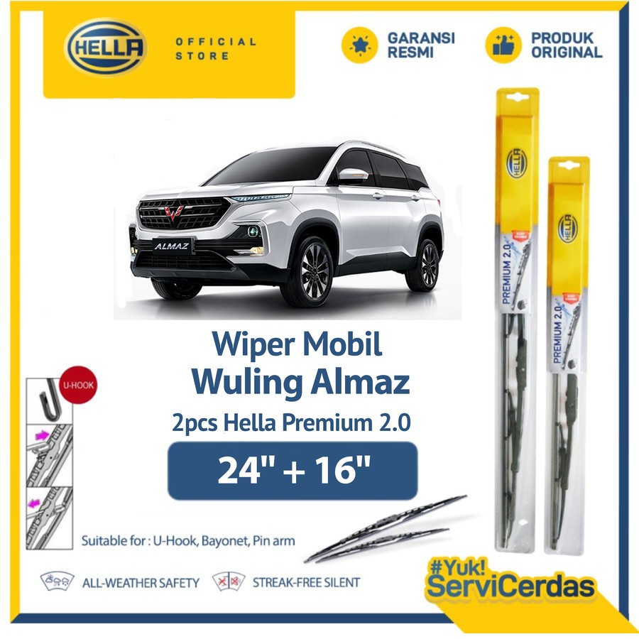 Wiper Mobil Wuling Almaz 24” + 16” (2pcs) - HELLA Premium 2.0