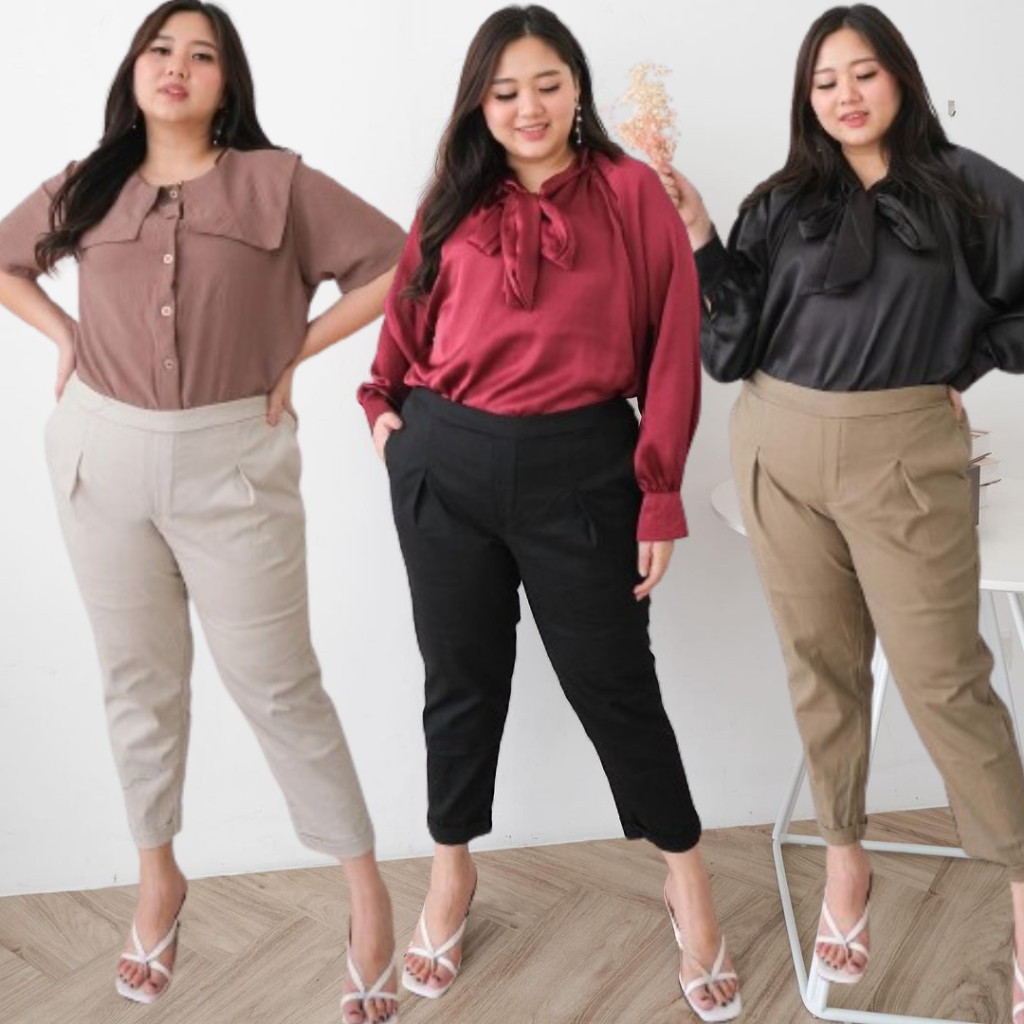Celana Baggy Pants 7/9 Wanita Jumbo Big Size Up to 5XL 115 KG Bahan Katun Twill Premium Melar