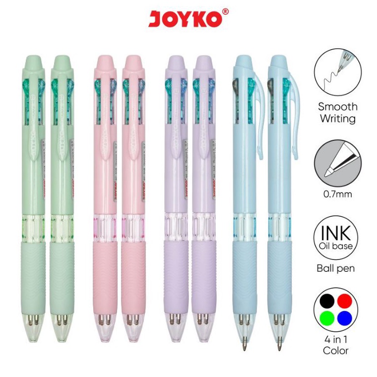 

KODE K6S9 Pulpen 4 warna Joyko Bp348 Quaco 47mm 1pak12pcs