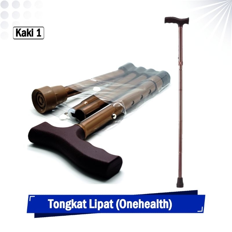 Tongkat Lipat Alat Bantu Jalan Kaki 1 OneHealth Walking Stick Portable